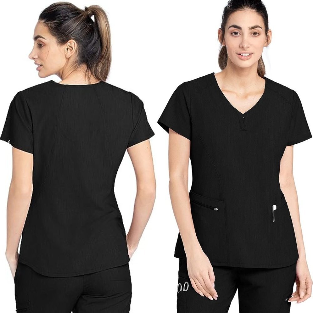 BARCO Greys Anatomy Signature London Scrub Top Black Stretch Plus Size 2XL NWT‎